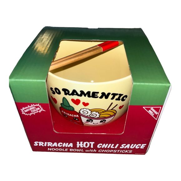 Sriracha Hot Chili Sauce SO RAMENTIC Noodle Bowl and Chopsticks Set NEW IN BOX - Picture 2 of 7